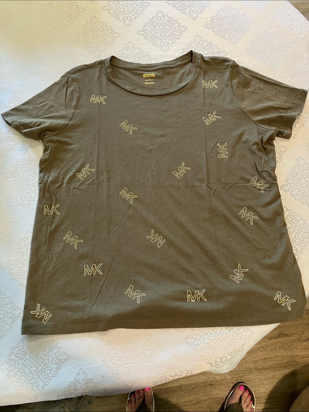 Michael Kors Olive Green Short-Sleeve Logo Tee